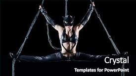  Presentation with black men in suit - Theme featuring trapeze artist - young woman gymnast in cat background and a black colored foreground