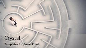  Presentation with 3d man business leader - Slide set with trapped in a circular maze background and a  colored foreground