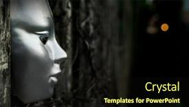  Presentation with mardi gras mask and beads - PPT theme featuring trapped - mask on weathered fence background and a wine colored foreground