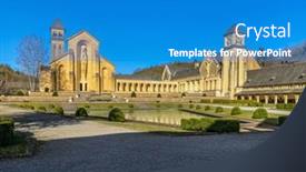  Presentation with notre dame - Audience pleasing slides consisting of trappist-cistercian-orval-abbey backdrop and a teal colored foreground
