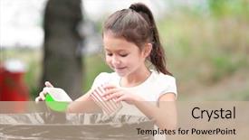 Presentation with big fat belly girl - Colorful theme enhanced with trash - little girl throwing garbage backdrop and a soft green colored foreground