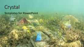  Presentation with plastic bags - PPT layouts featuring trash bags and bottles pollution background and a seafoam green colored foreground