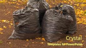  Presentation with cleaning service - Presentation theme with trash-bags-with-fallen-yellow background and a tawny brown colored foreground