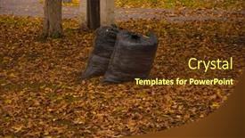  Presentation with cleaning service - Presentation featuring trash-bags-with-fallen-yellow background and a tawny brown colored foreground