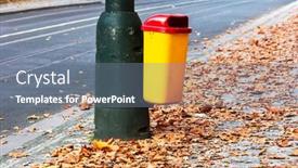  Presentation with city street - PPT theme featuring trash-can-and-post background and a gray colored foreground