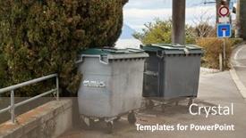 Presentation with street - PPT theme consisting of trash-containers-for-a-block background and a gray colored foreground