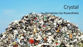  Presentation with waste - Slides featuring trash garbage - pile of metallic waste background and a light blue colored foreground