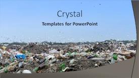  Presentation with plastic waste - Audience pleasing presentation design consisting of trash landfill with numerous plastic glass and paper waste littering the landscape backdrop and a light blue colored foreground