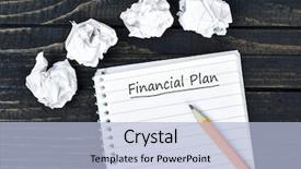  Presentation with action plan way forward text - Audience pleasing presentation design consisting of trash money - financial plan text on notepad backdrop and a light blue colored foreground