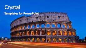  Presentation with rome - Cool new theme with trasportation - colosseum at dusk with light backdrop and a cobalt blue colored foreground