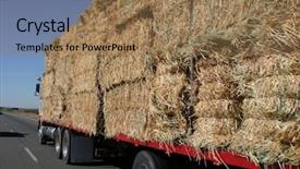 Presentation with semi truck - Presentation consisting of trasportation - semi truck hauling hay bails background and a coral colored foreground