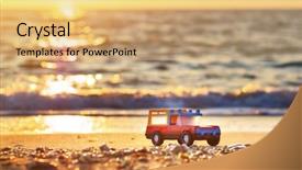  Presentation with sea shore - Audience pleasing presentation design consisting of trasportation - toy on sea shore nature backdrop and a yellow colored foreground