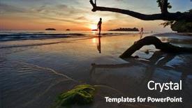  Presentation with tropical beach sunset - Cool new PPT layouts with trat koh chang island kingdom backdrop and a dark gray colored foreground