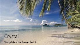  Presentation with tropical - Audience pleasing theme consisting of trat koh mak island kingdom backdrop and a soft green colored foreground