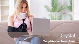  Presentation with test exam student - PPT layouts consisting of trauma education - injured woman student preparing background and a  colored foreground