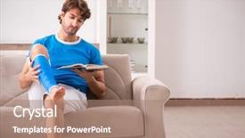  Presentation with trauma - Theme featuring trauma education - leg injured young man background and a  colored foreground