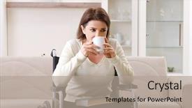  Presentation with special needs wheelchair children - Presentation featuring trauma education - woman in wheelchair at home background and a  colored foreground