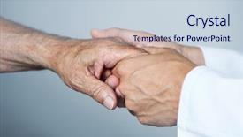  Presentation with moving patient - Presentation theme consisting of traumatologie - closeup of a caucasian man background and a lemonade colored foreground