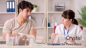  Presentation with doctor visiting family a new born - PPT layouts consisting of traumatologie - young man with bandaged arm background and a  colored foreground