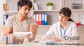  Presentation with on visiting to thirupathi - Amazing PPT theme having traumatologie - young man with bandaged arm backdrop and a soft green colored foreground