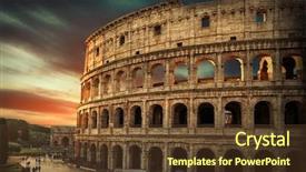  Presentation with rome italy - PPT theme featuring traval - rome italy one background and a tawny brown colored foreground