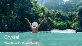  Presentation with tour - Presentation theme featuring travel - back view of the young background and a teal colored foreground