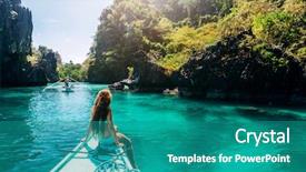  Presentation with tour - Slide set with travel - back view of the young background and a teal colored foreground