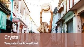  Presentation with thailand - Slide set featuring travel - boho girl walking background and a coral colored foreground