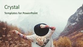  Presentation with winter weather - Theme with travel - boho woman wearing hat background and a sky blue colored foreground