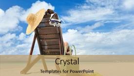  Presentation with girl running on the beach clouds - PPT theme enhanced with travel - girl on a tropical beach background and a coral colored foreground