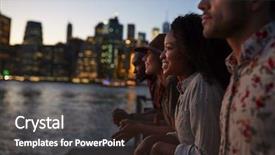  Presentation with travel friends - Presentation consisting of travel - group of young friends background and a tawny brown colored foreground