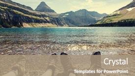  Presentation with montana - Beautiful presentation theme featuring travel - hike in glacier national park backdrop and a coral colored foreground