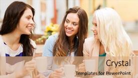  Presentation with travel cafe - Presentation theme with european travel - holidays and tourism concept background and a coral colored foreground