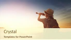  Presentation with backpack - Slides having travel - little child is looking background and a cream colored foreground