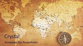  Presentation with treasure - Slides featuring travel - old brass compass background and a yellow colored foreground