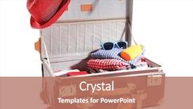  Presentation with traveller coffee - Slide deck having travel - packed traveller suitcase on white background and a coral colored foreground