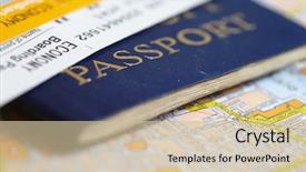  Presentation with passport - Presentation theme with travel - passport on map background and a soft green colored foreground