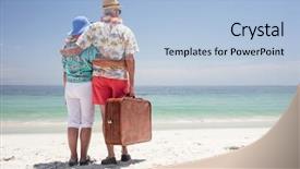  Presentation with senior couple - Slide deck featuring travel - rear view of senior couple background and a light blue colored foreground