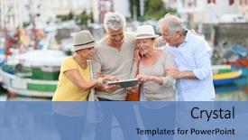  Presentation with life journey road map - Beautiful PPT layouts featuring travel - senior couples looking at map backdrop and a teal colored foreground