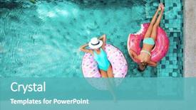  Presentation with mom - PPT theme featuring travel - two people mom and child background and a teal colored foreground