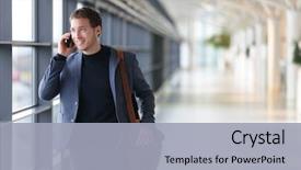  Presentation with business casual - Audience pleasing PPT layouts consisting of travel - urban business man talking backdrop and a light gray colored foreground