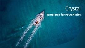  Presentation with sea coral - PPT theme having travel - vintage wooden boat in coral background and a ocean colored foreground