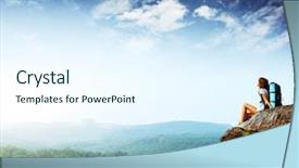  Presentation with cliff - Audience pleasing slide deck consisting of travel - young woman with backpack sitting backdrop and a sky blue colored foreground