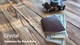  Presentation with passport - Amazing PPT theme having blank passport and camera backdrop and a coral colored foreground