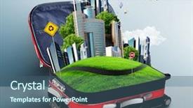  Presentation with red blue - Slide set consisting of the horizon and blue background and a ocean colored foreground