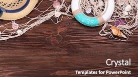  Presentation with accessories - Cool new slide deck with travel accessories on wooden background backdrop and a  colored foreground