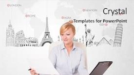  Presentation with old map aged world vintage - Audience pleasing theme consisting of travel agent - beautiful young businesswoman with world backdrop and a white colored foreground