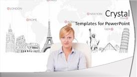  Presentation with world map doctors - Slide deck with travel agent - beautiful young businesswoman with world background and a white colored foreground