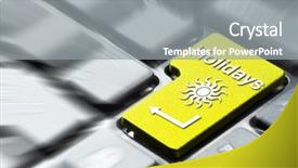  Presentation with holidays - Beautiful slides featuring travel agent - book holidays button backdrop and a gray colored foreground