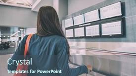  Presentation with corona virus - Presentation design featuring travel-airport-tourist-woman-waiting background and a ocean colored foreground